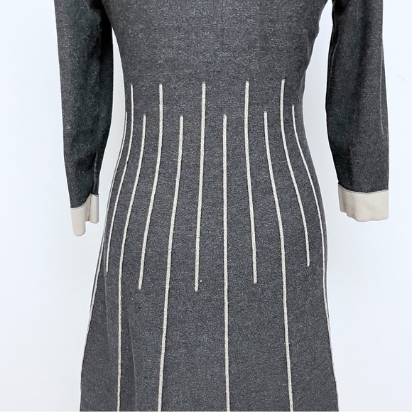 Nine West Fit and Flare Contrast Stitching Long Sleeve Sweater Dress Size Small - Picture 9 of 12